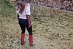Chloebordeauxleathersuedeintheriver