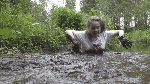 Inheeledshoesthroughthemud